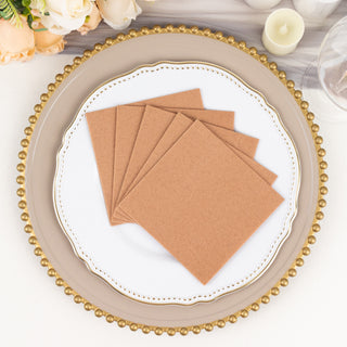 Terracotta (Rust) Soft Linen-Feel Airlaid Paper Cocktail Napkins