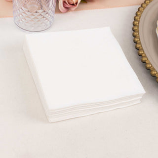 White Soft Linen-Feel Airlaid Paper Cocktail Napkins