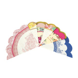 48 Pack Vintage Floral Round Paper Beverage Napkins with Scalloped Edges, Mixed Design#whtbkgd