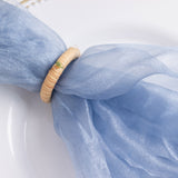 5 Pack Dusty Blue Sheer Crinkled Organza Dinner Napkins, Premium Shimmer Decorative Wedding Napkins
