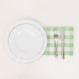 5 Pack White Sage Green Buffalo Plaid Cloth Dinner Napkins, Gingham Style