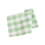 5 Pack White Sage Green Buffalo Plaid Cloth Dinner Napkins, Gingham Style