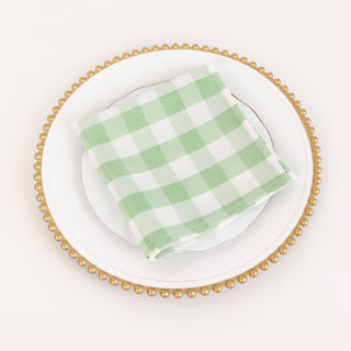 <h3 style="margin-left:0px;"><strong>Charming White Sage Green Buffalo Plaid Dinner Napkins</strong>