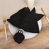 5 Pack Black Cotton Blend Cloth Napkins, Washable Reusable Table Dinner Napkins