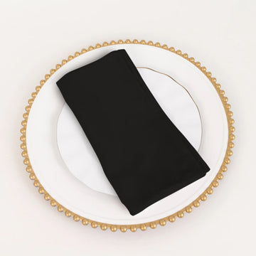 5 Pack Cotton Blend 20"x20" Napkins Black - Wrinkle-Resistant & Washable Dinner Napkins