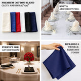 Premium cotton-blend cloth napkins in various colors for any occasion