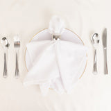 5 Pack White Cotton Blend Cloth Napkins, Washable Reusable Table Dinner Napkins