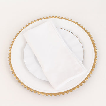 5 Pack White Cotton Blend Cloth Napkins, Washable Reusable Table Dinner Napkins - 20"x20"