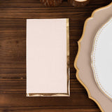 50 Pack Blush Soft 2 Ply Disposable Party Napkins with Gold Foil Edge