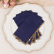50 Pack Navy Blue Soft 2 Ply Disposable Party Napkins with Gold Foil Edge