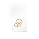 100 Paper Dinner Napkins White with Gold Foil Monogram#whtbkgd