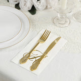 100 Paper Dinner Napkins White with Gold Foil Monogram