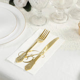 100 Paper Dinner Napkins White with Gold Foil Monogram