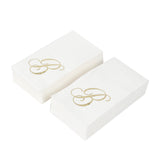 100 Paper Dinner Napkins White with Gold Foil Monogram