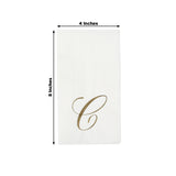 100 Paper Dinner Napkins White with Gold Foil Monogram