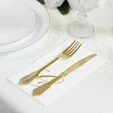 100 Paper Dinner Napkins White with Gold Foil Monogram