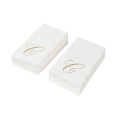 100 Paper Dinner Napkins White with Gold Foil Monogram