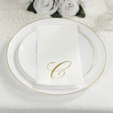 100 Paper Dinner Napkins White with Gold Foil Monogram