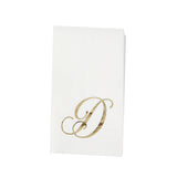 100 Paper Dinner Napkins White with Gold Foil Monogram#whtbkgd
