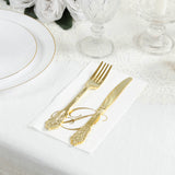 100 Paper Dinner Napkins White with Gold Foil Monogram