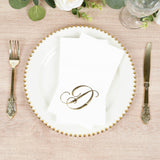 100 Paper Dinner Napkins White with Gold Foil Monogram