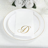 100 Paper Dinner Napkins White with Gold Foil Monogram