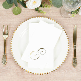 Gold Foil Monogram "E" Paper Dinner Napkins