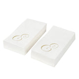 100 Paper Dinner Napkins White with Gold Foil Monogram