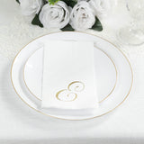100 Paper Dinner Napkins White with Gold Foil Monogram