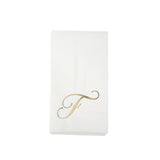 100 Paper Dinner Napkins White with Gold Foil Monogram#whtbkgd