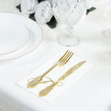 100 Paper Dinner Napkins White with Gold Foil Monogram