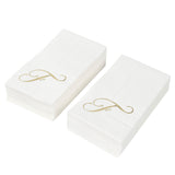 100 Paper Dinner Napkins White with Gold Foil Monogram