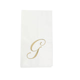 100 Paper Dinner Napkins White with Gold Foil Monogram#whtbkgd