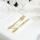 100 Paper Dinner Napkins White with Gold Foil Monogram