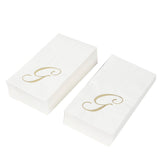100 Paper Dinner Napkins White with Gold Foil Monogram