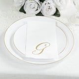 100 Paper Dinner Napkins White with Gold Foil Monogram