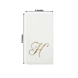 100 Paper Dinner Napkins White with Gold Foil Monogram