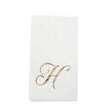 100 Paper Dinner Napkins White with Gold Foil Monogram#whtbkgd