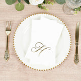 100 Paper Dinner Napkins White with Gold Foil Monogram