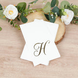 100 Paper Dinner Napkins White with Gold Foil Monogram