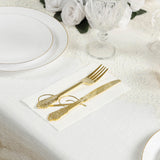 100 Paper Dinner Napkins White with Gold Foil Monogram