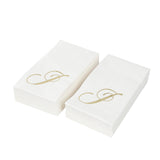 100 Paper Dinner Napkins White with Gold Foil Monogram