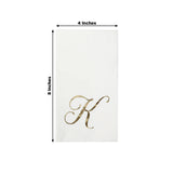 100 Paper Dinner Napkins White with Gold Foil Monogram