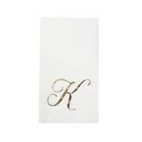 100 Paper Dinner Napkins White with Gold Foil Monogram#whtbkgd