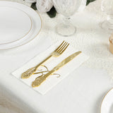100 Paper Dinner Napkins White with Gold Foil Monogram
