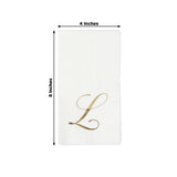 100 Paper Dinner Napkins White with Gold Foil Monogram