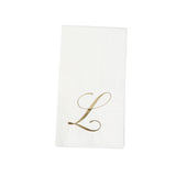 100 Paper Dinner Napkins White with Gold Foil Monogram#whtbkgd
