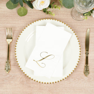 Gold Foil Monogram "L" Paper Dinner Napkins