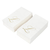 100 Paper Dinner Napkins White with Gold Foil Monogram