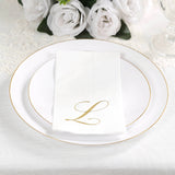 100 Paper Dinner Napkins White with Gold Foil Monogram